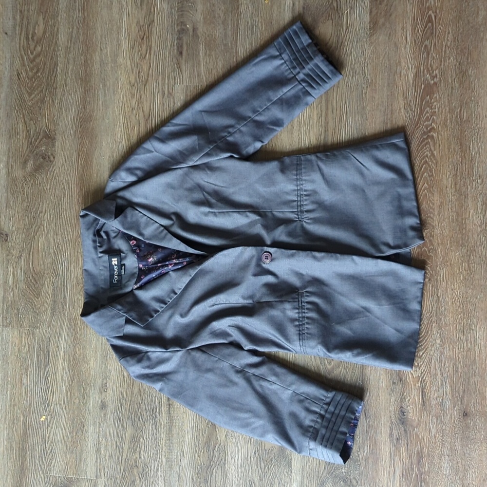 Forever 21 3/4 Sleeve Gray Blazer